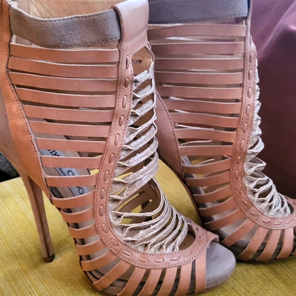 Jimmy Choo 37 tan booties